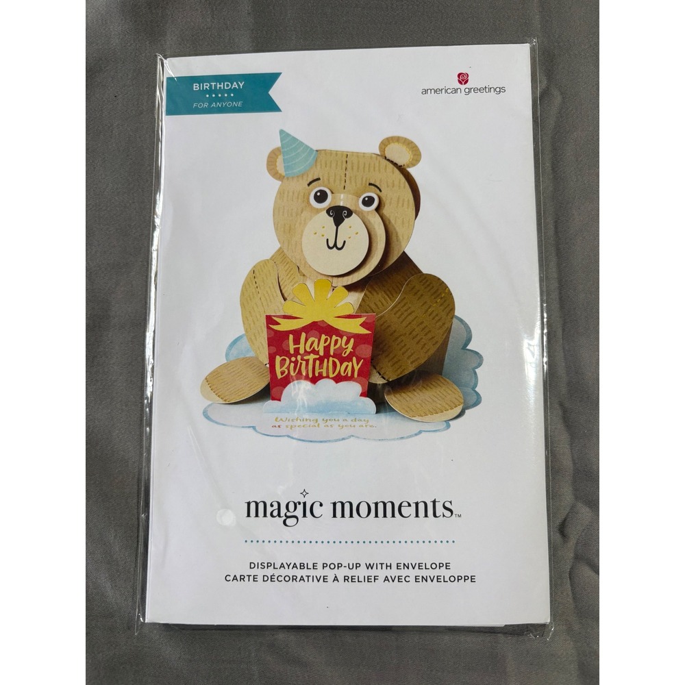 American Greetings Magic Moments‎ Pop Up Birthday Card Teddy Bear 3D Displayable